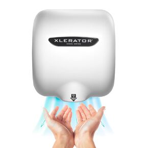 XLERATOR XL-WX Automatic High Speed Hand Dryer with White Cover and 1.1 Noise Reduction Nozzle, 5.5 A, 277 V