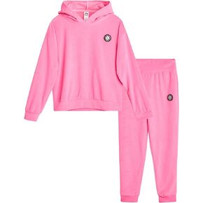 RBX Girls' Sweatsuit Set - 2 Piece Velour Pullover Hoodie Sweatshirt, Jogger Leggings - Active Tracksuit Set for Girls (7-12)