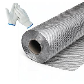 304 Stainless Steel Mesh Screen - 2PACK 20 Mesh 15.7"x23.6"(40cmx60cm) Fine Wire Mesh with Protective Glove Window Screen Roll 1mm Hole Filter Woven Wire for Vent, Home, Prevent Mouse Mice