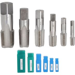 6Pcs NPT Pipe Tap Set Thread HSS 1/8-27, 1/4-18, 3/8-18, 1/2-14, 3/4-14, 1-11.5 with Storage Box for Plumber Industrial DIY