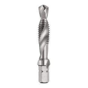 uxcell Combination Drill and Tap Bits, Metric M8 x 1.25 Thread 1/4" Hex Shank 4341 High Speed Steel Threading Screw Taps Machine Drilling Tapping Tool Kit
