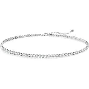 Tennis Necklace Set for Women Crystal Bracelet Diamond Earrings Wedding Jewelry for Bride Sterling Silver Jewelry Sets 2 Pcs