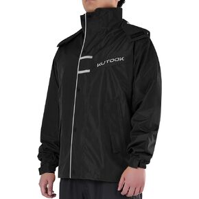 KUTOOK Men’s Rain Jacket Waterproof Hooded Lightweight Breathable Raincoat for Outdoor Cycling Hiking Running M-3XL