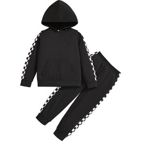 Girls 2 Piece Outfits Girl's Crop Tops Hoodies Long Sleeve Fashion Sweatshirts and Sweatpants 5-14T