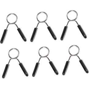 VANZACK 6pcs Barbell Buckle Sport Accessories Stainless Steel Choker Clips for Weightlifting Bar 1 in Barbell Clamps Spring Clip Collars Clout Weight Bar Clip Fitness Dumbbell Clamp Metal