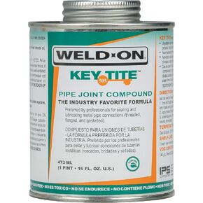 Weld-On 10064 505 Key Tite Metal Pipe Thread Sealant, Low-VOC, Green, 1 Pint (16 fl oz)
