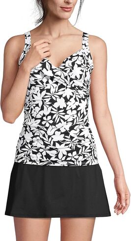 Lands' End Womens Chlorine Resistant Underwire Wrap Tankini Top Wood Lily/Strawberry Stripe Regular 8 in Saudi Arabia