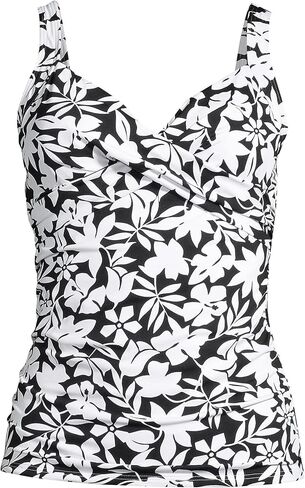 Lands' End Womens Chlorine Resistant Underwire Wrap Tankini Top Wood Lily/Strawberry Stripe Regular 8 in Saudi Arabia