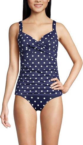 Lands' End Womens Chlorine Resistant Underwire Wrap Tankini Top Wood Lily/Strawberry Stripe Regular 8 in Saudi Arabia