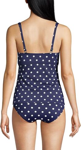 Lands' End Womens Chlorine Resistant Underwire Wrap Tankini Top Wood Lily/Strawberry Stripe Regular 8 in Saudi Arabia