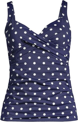 Lands' End Womens Chlorine Resistant Underwire Wrap Tankini Top Wood Lily/Strawberry Stripe Regular 8 in Saudi Arabia