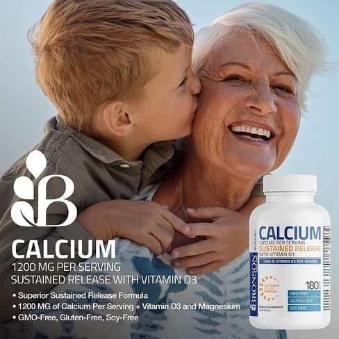 Bronson Calcium 1200 MG Per Serving Sustained Release with Vitamin D3 1000 IU Vitamin D3 Per Serving Non-GMO, 180 Tablets in Saudi Arabia