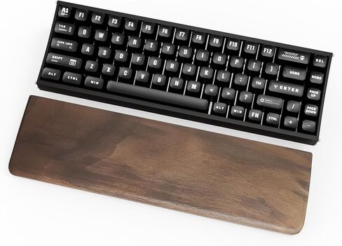 Wooden TKL Wrist Rest for Computer Keyboard, Walnut Wood Ergonomic Wrist Support Pad, Anti-Slip Mechanical Keyboard Palm Arm Hand Rest for Wrists Pain Home Office Gaming Typing (14.2in) in Saudi Arabia