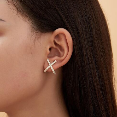 14K Gold Plated Hoop Earrings for Women, Dainty Lightweight Zirconia CZ Pearl Hoop Earrings Huggies Chunky Statement Jewelry Gifts for Women in Saudi Arabia