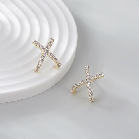 14K Gold Plated Hoop Earrings for Women, Dainty Lightweight Zirconia CZ Pearl Hoop Earrings Huggies Chunky Statement Jewelry Gifts for Women in Saudi Arabia