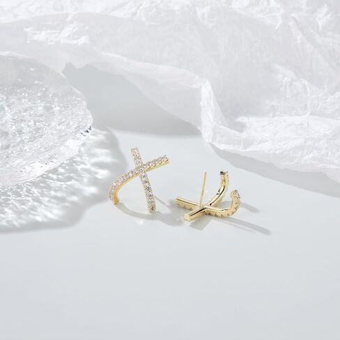 14K Gold Plated Hoop Earrings for Women, Dainty Lightweight Zirconia CZ Pearl Hoop Earrings Huggies Chunky Statement Jewelry Gifts for Women in Saudi Arabia