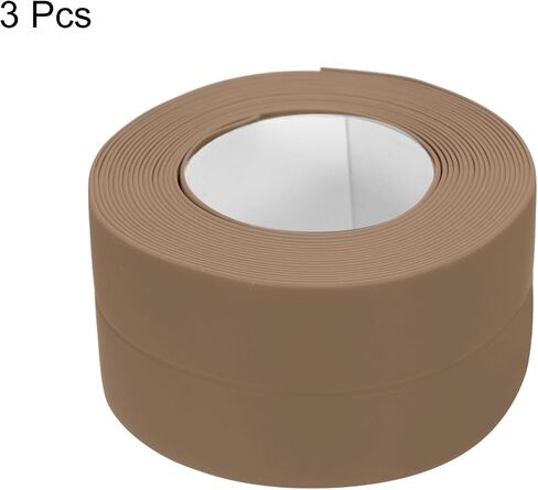 uxcell 4 Rolls Brown Caulk Sealant Strip Waterproof Self Adhesive 1.4" x 10.5Ft Toilet Caulk Tape, Bathtub Caulk Sealing Strip for Kitchen Countertop, Sink, and Floor Edge Protector in Saudi Arabia