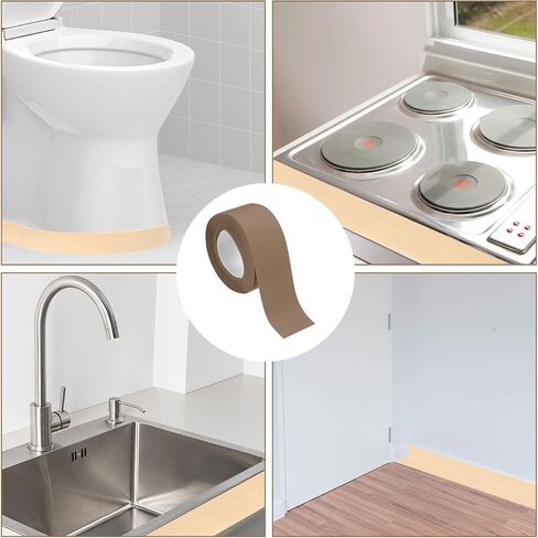 uxcell 4 Rolls Brown Caulk Sealant Strip Waterproof Self Adhesive 1.4" x 10.5Ft Toilet Caulk Tape, Bathtub Caulk Sealing Strip for Kitchen Countertop, Sink, and Floor Edge Protector in Saudi Arabia