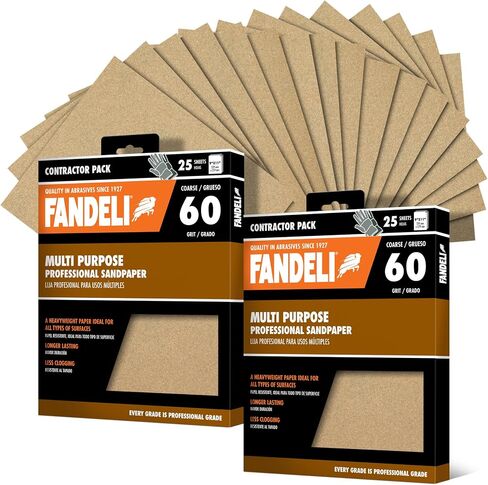 Fandeli | Multi-Purpose Sandpaper | 220 Grit | 75 Sheets of 9'' x 11'' | Ideal for Metal and Wood Sandpaper | Wall Sandpaper | Hand Sanding | Orbital Sanders in Saudi Arabia
