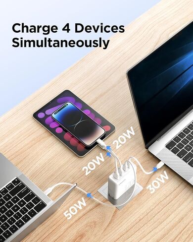 شاحن USB C 30 وات - كتلة شاحن سريع USB C، شاحن حائط 30 وات PD3.0 PPS UCB C مع كابل 4FT Tpye C إلى L، شاحن حائط USB C سريع 30 وات لهاتف iPhone 15/14/13/12/11/XR/XS/ سلسلة X/8، إيربودز، آيباد in Kuwait
