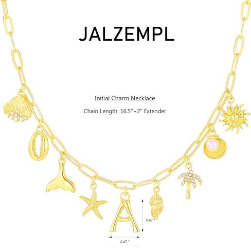 Initial Charm Necklace For Women Shell Letter Necklaces Gold Charms Pendant Boho Summer Seashell Beach 14k Starfish Surfer Jewelry Gifts in Saudi Arabia