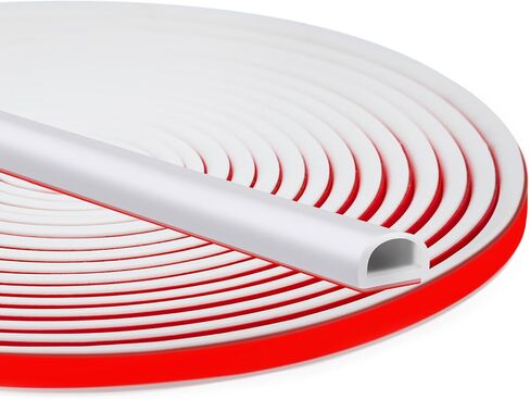 Silicone Weatherstrip Door Seal - Versatile Self-Adhesive Insulation for Large Gaps in Doors and Windows - 20FT Length, Easy to Cut and Install (3/8IN × 1/4IN) (White) in Saudi Arabia