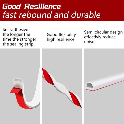 Silicone Weatherstrip Door Seal - Versatile Self-Adhesive Insulation for Large Gaps in Doors and Windows - 20FT Length, Easy to Cut and Install (3/8IN × 1/4IN) (White) in Saudi Arabia