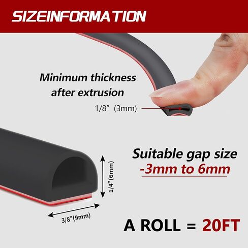 Silicone Weatherstrip Door Seal - Versatile Self-Adhesive Insulation for Large Gaps in Doors and Windows - 20FT Length, Easy to Cut and Install (3/8IN × 1/4IN) (White) in Saudi Arabia