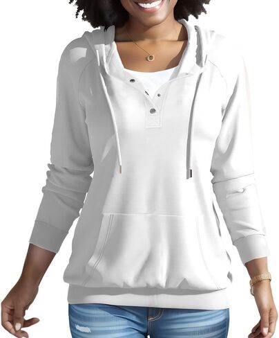 بلوفر نسائي بغطاء للرأس من Nimsruc، بلوفر كاجوال بأكمام طويلة وكبير الحجم in Kuwait