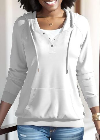 بلوفر نسائي بغطاء للرأس من Nimsruc، بلوفر كاجوال بأكمام طويلة وكبير الحجم in Kuwait