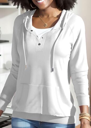 بلوفر نسائي بغطاء للرأس من Nimsruc، بلوفر كاجوال بأكمام طويلة وكبير الحجم in Kuwait