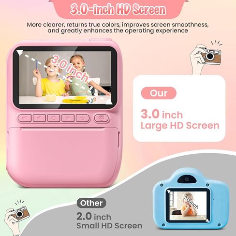 Kids Camera Instant Print, 3.0" HD 1080P Digital Video Cameras with 3 Rolls of Printer Paper for Toddler, Birthday Gifts Toy for 3 4 5 6 7 8 9 10 Year Old Girls Boys with 32GB SD Card-Green in Kuwait