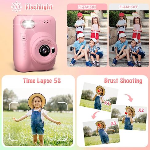 Kids Camera Instant Print, 3.0" HD 1080P Digital Video Cameras with 3 Rolls of Printer Paper for Toddler, Birthday Gifts Toy for 3 4 5 6 7 8 9 10 Year Old Girls Boys with 32GB SD Card-Green in Kuwait