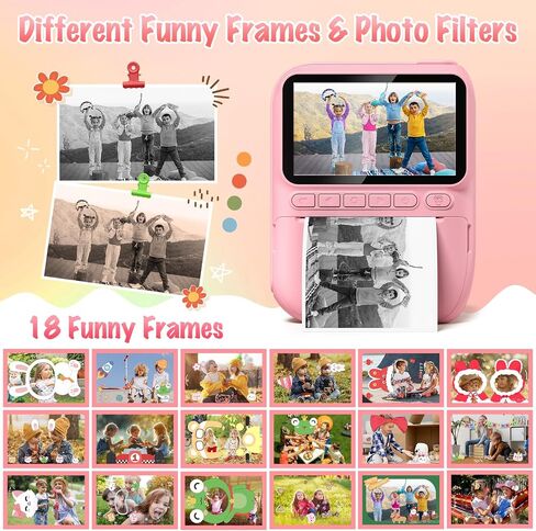Kids Camera Instant Print, 3.0" HD 1080P Digital Video Cameras with 3 Rolls of Printer Paper for Toddler, Birthday Gifts Toy for 3 4 5 6 7 8 9 10 Year Old Girls Boys with 32GB SD Card-Green in Kuwait
