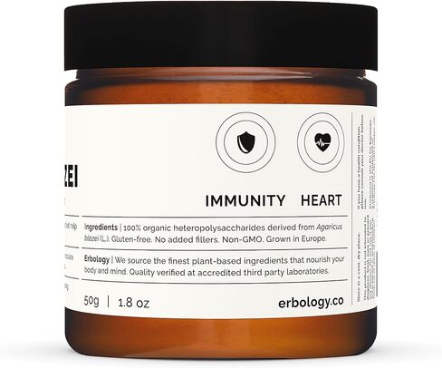 100% Organic Reishi Mushroom Powder 50 Servings - 21% Beta-glucans - Immunity Support - Ganoderma Lucidum - Small Batch - Sustainably Grown in Europe - Vegan - Non-GMO - No Added Fillers in Saudi Arabia
