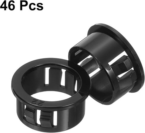 uxcell Cable Snap Bushing Grommets, 46Pcs 16mm/0.63" Mounting Dia Nylon Snap Bushing Grommet, Round Snap in Cable Hose Bushing for Various Cables Tubes Wire, Black in Kuwait