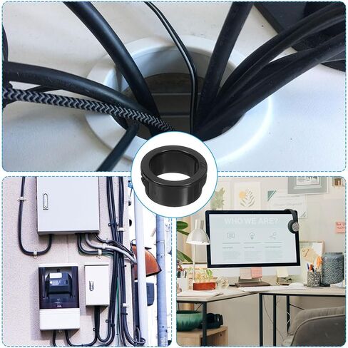 uxcell Cable Snap Bushing Grommets, 46Pcs 16mm/0.63" Mounting Dia Nylon Snap Bushing Grommet, Round Snap in Cable Hose Bushing for Various Cables Tubes Wire, Black in Kuwait