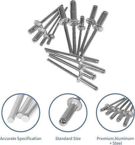 560 PCS Pop Rivets Aluminum Blind Rivets, 14 Sizes Rivet Assortment(3/32" 3/16" 1/8" 5/32") Rivets for Metal Instruments, Silver in Kuwait