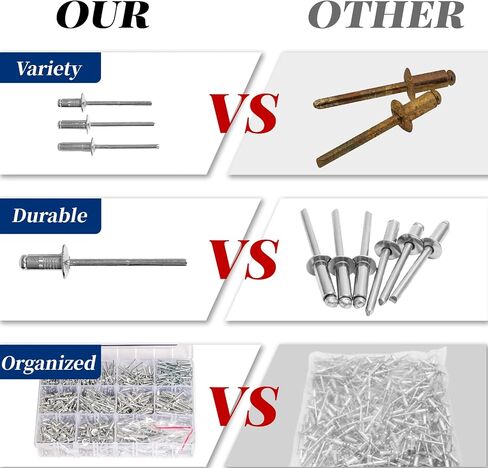 560 PCS Pop Rivets Aluminum Blind Rivets, 14 Sizes Rivet Assortment(3/32" 3/16" 1/8" 5/32") Rivets for Metal Instruments, Silver in Kuwait