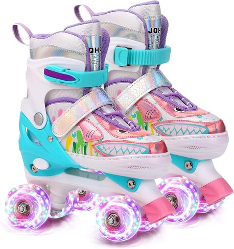 Ocean Series Shark Roller Skates,4 Size Adjustable Indoor Outdoor Sports Light up Roller Skates for Beginner Girls Boys and Kids Roller Skates in Saudi Arabia
