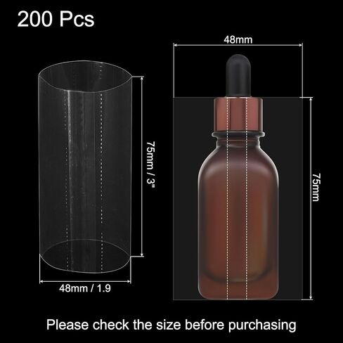 uxcell 200Pcs Shrink Bands, 48 * 75mm PVC Clear Perforated Shrink Bands, Heat Shrink Wrap Bands for Bottles, Jars Seal for Dropper Bottle, Test Tube Bottles in Saudi Arabia