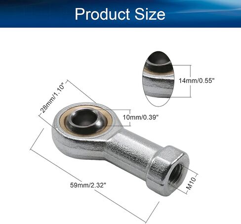 Bettomshin 2Pcs SI10T/K M10 Rod End Ball Bearing 10mm Fisheye Female Thread Connector Joint Bearing Right Hand Rod End Bearing in Saudi Arabia