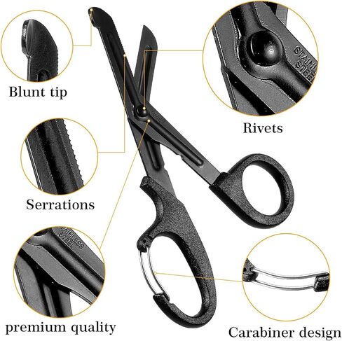 2 Pcs Trauma Shears Stainless Steel Medical Scissors 5.9 Inch Bandage Shears Heavy Duty Surgical Scissors with Carabiner Non-Stick Blades First Aid Scissors for Workers Doctors Nurses Students in Saudi Arabia