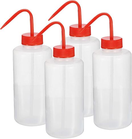 PATIKIL 1000ml Wash Bottle, 4pcs Polyethylene Squeeze Bottle Wide Mouth Bottle Tools Foam Bottle for Green Soap Cleaning Washing Irrigation, Clear Red in Saudi Arabia