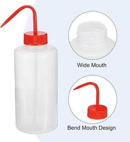 PATIKIL 1000ml Wash Bottle, 4pcs Polyethylene Squeeze Bottle Wide Mouth Bottle Tools Foam Bottle for Green Soap Cleaning Washing Irrigation, Clear Red in Saudi Arabia