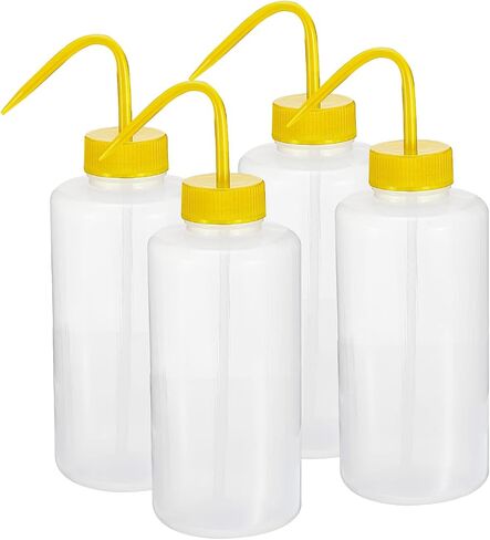 PATIKIL 1000ml Wash Bottle, 4pcs Polyethylene Squeeze Bottle Wide Mouth Bottle Tools Foam Bottle for Green Soap Cleaning Washing Irrigation, Clear Red in Saudi Arabia