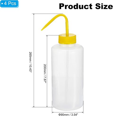 PATIKIL 1000ml Wash Bottle, 4pcs Polyethylene Squeeze Bottle Wide Mouth Bottle Tools Foam Bottle for Green Soap Cleaning Washing Irrigation, Clear Red in Saudi Arabia