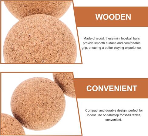 كرات كرة قدم من الخشب الطبيعي الملون من Abaodam، كرات فلين لطاولة كرة القدم 32 مم، كرات طاولة كرة قدم محمولة مقاومة للاهتراء، كرة طاولة من الخشب 3 قطع in Kuwait