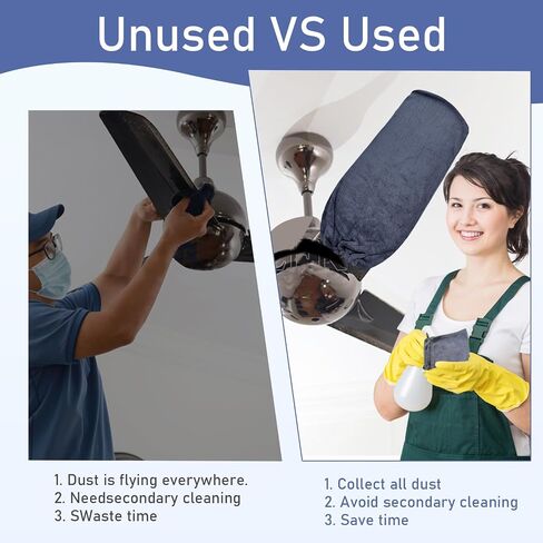 4 PCS Ceiling Fan Duster Kits,100% Microfibre Fan Blade Cleaner for high Ceiling Fan Blades.Machine Washable and Reusable,Includes 2 Ceiling Fan dusters and 2 Microfibre Towels in Saudi Arabia