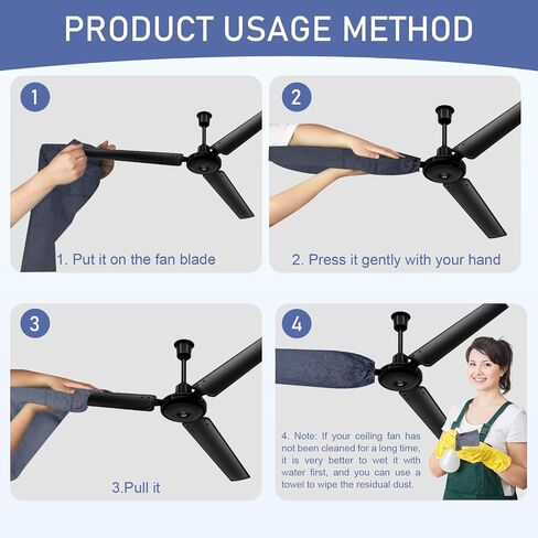 4 PCS Ceiling Fan Duster Kits,100% Microfibre Fan Blade Cleaner for high Ceiling Fan Blades.Machine Washable and Reusable,Includes 2 Ceiling Fan dusters and 2 Microfibre Towels in Saudi Arabia